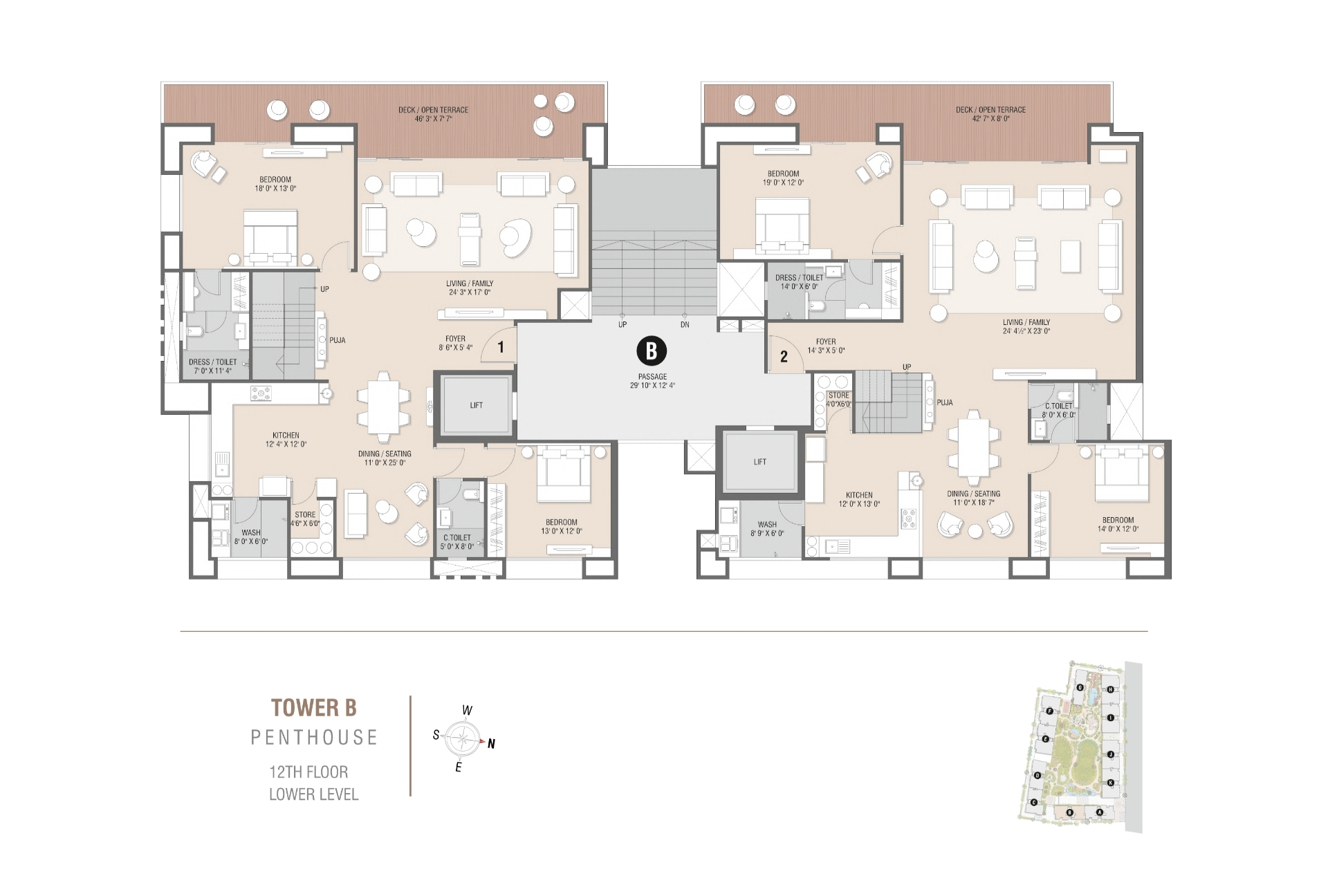 Tower B | Penthouse 12th Floor Lower Level