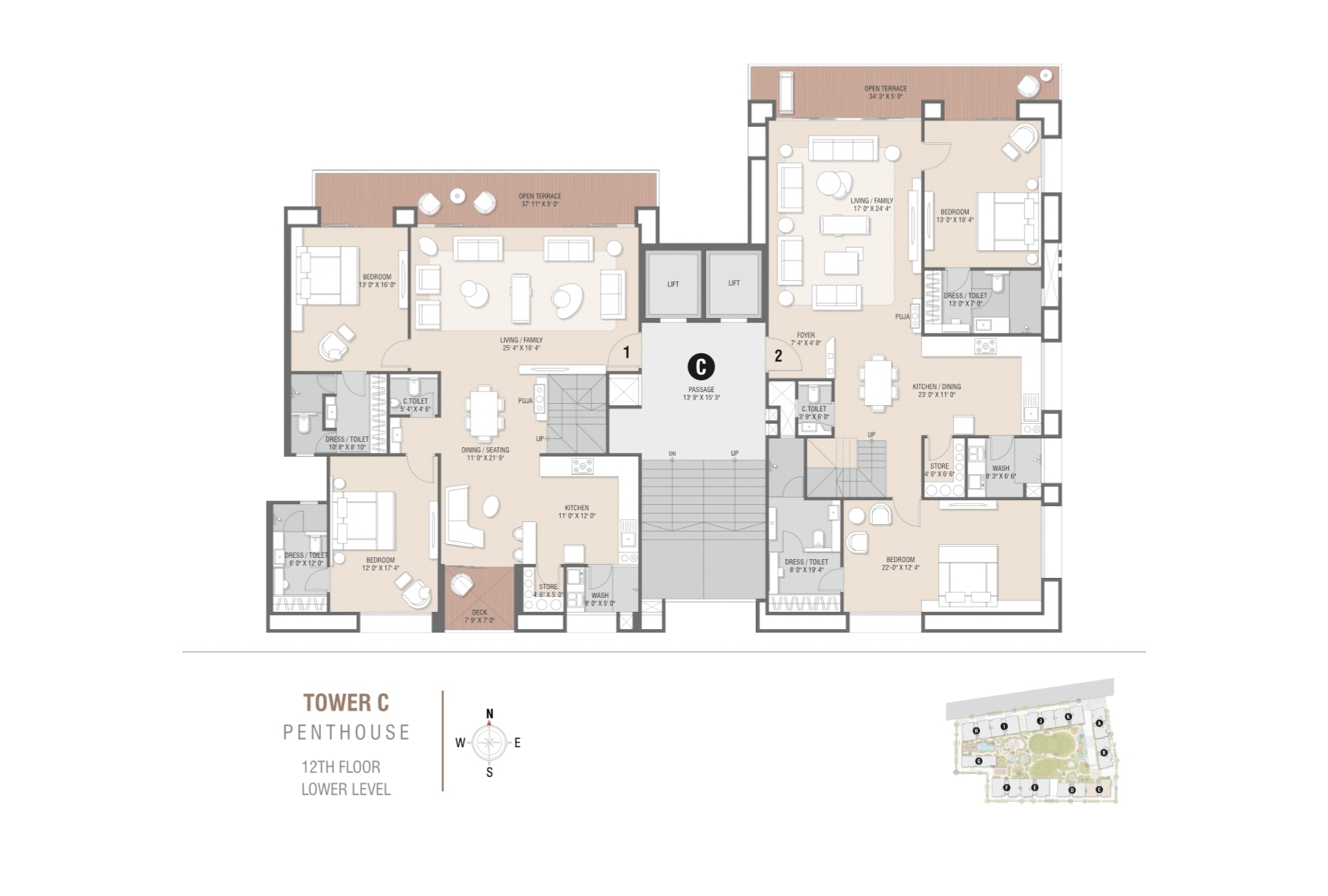 Tower C | Penthouse 12th Floor Lower Level