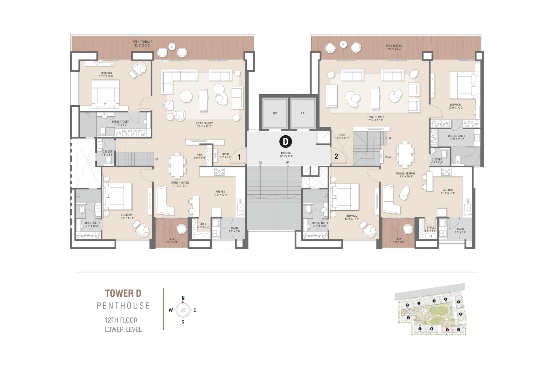 Tower D | Penthouse 12th Floor Lower Level
