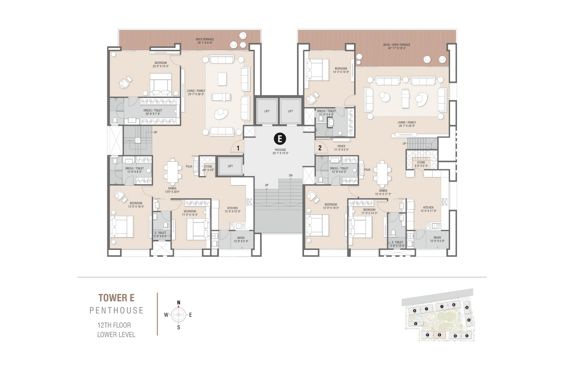 Tower E | Penthouse 12th Floor Lower Level