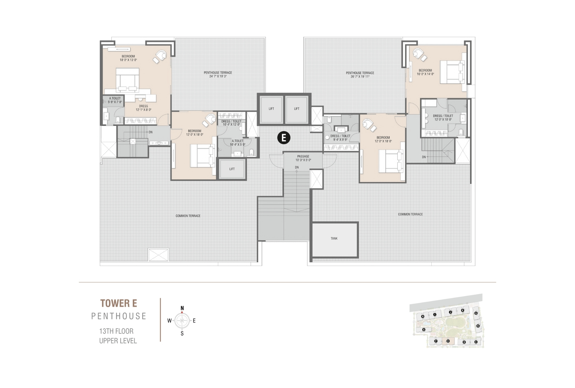 Tower E | Penthouse 13th Floor Upper Level