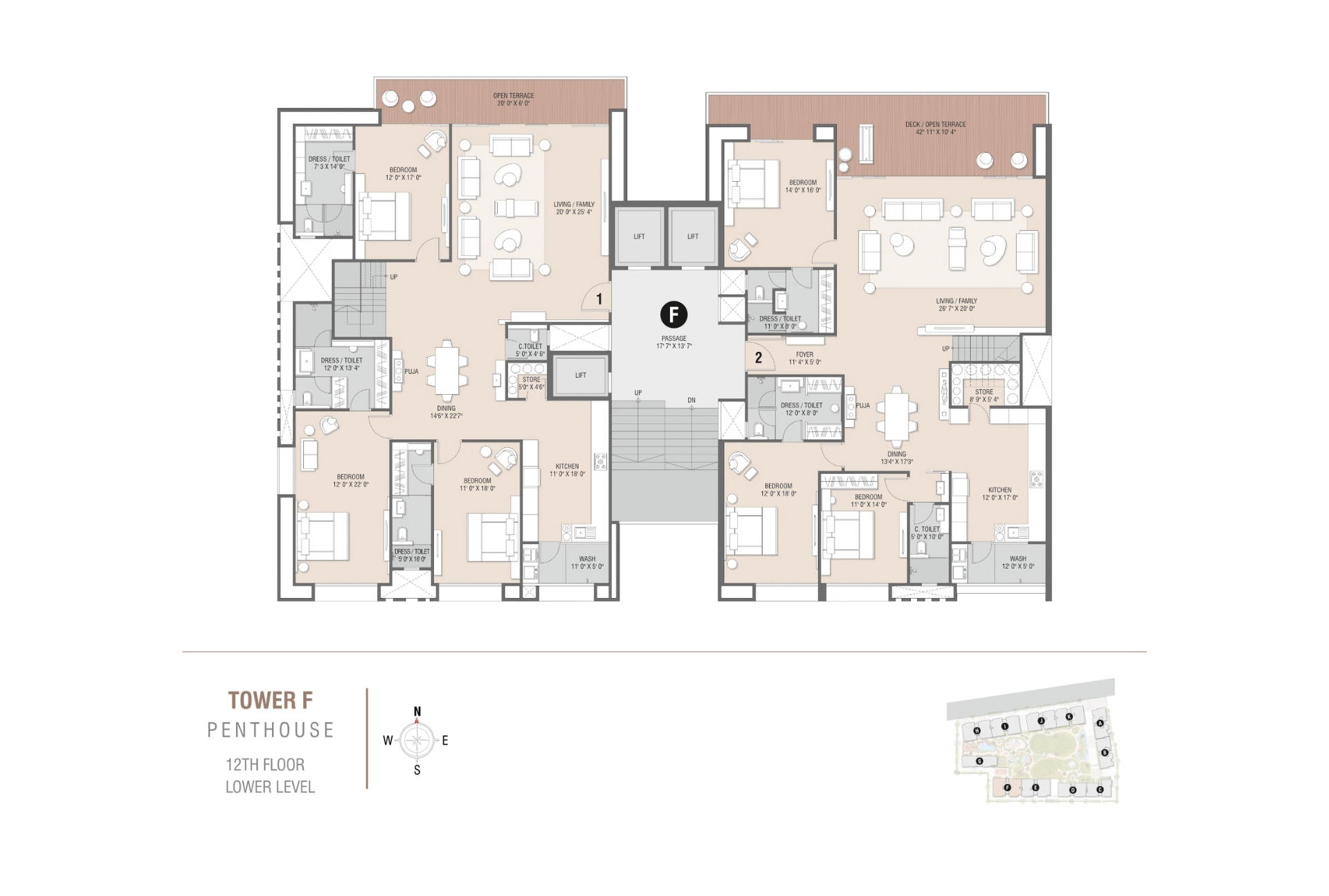 Tower F | Penthouse 12th Floor Lower Level