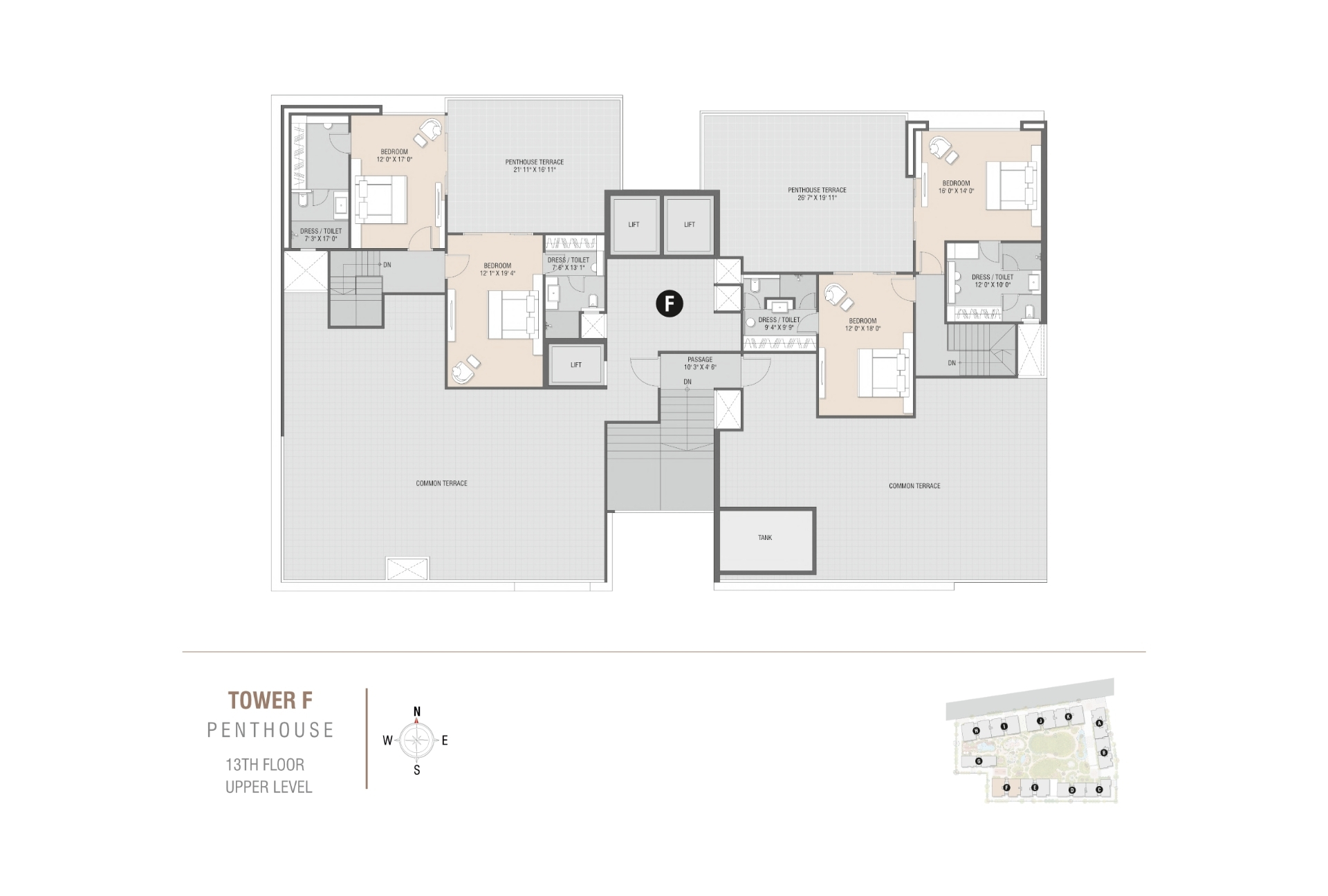Tower F | Penthouse 13th Floor Upper Level