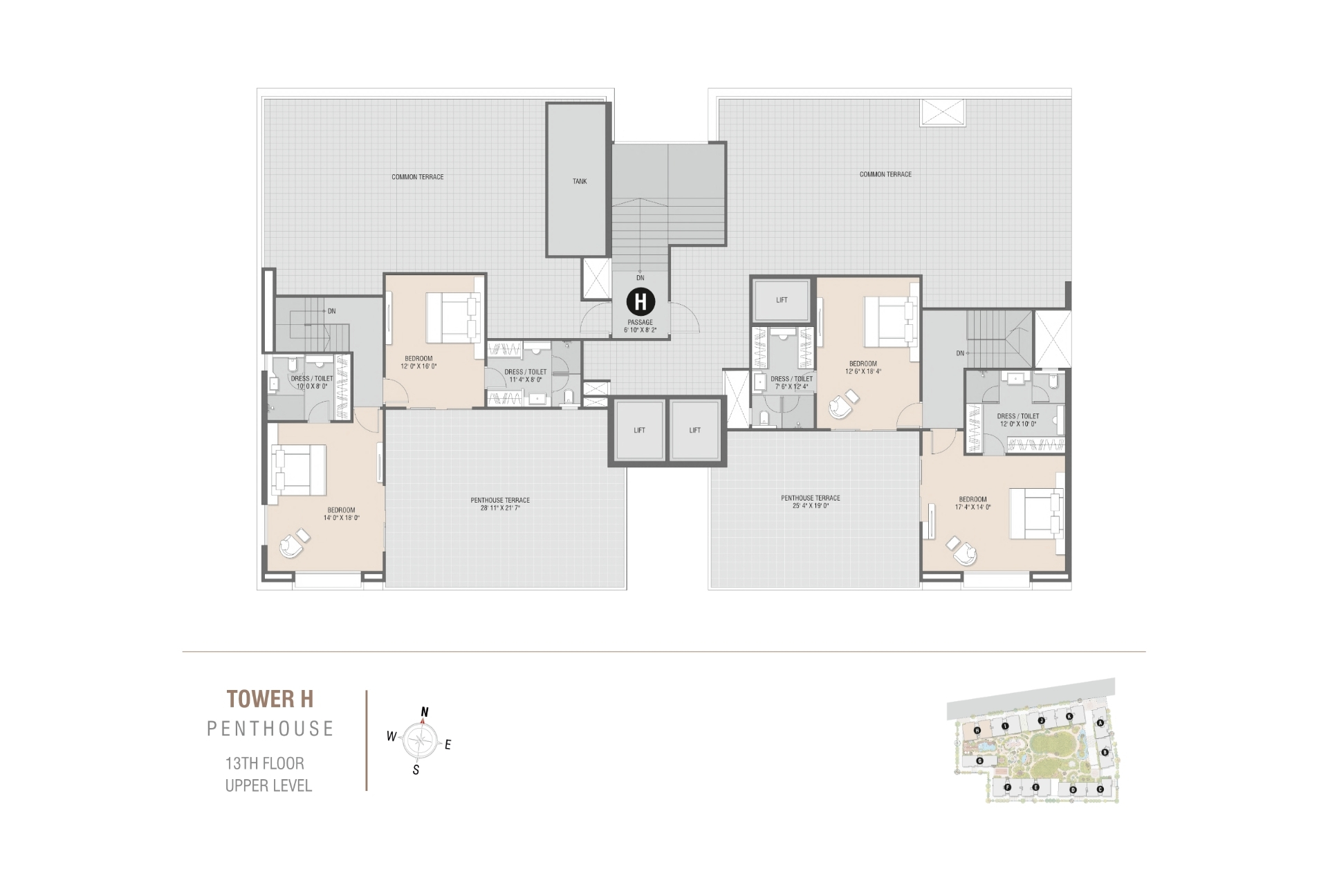 Tower H | Penthouse 13th Floor Upper Level