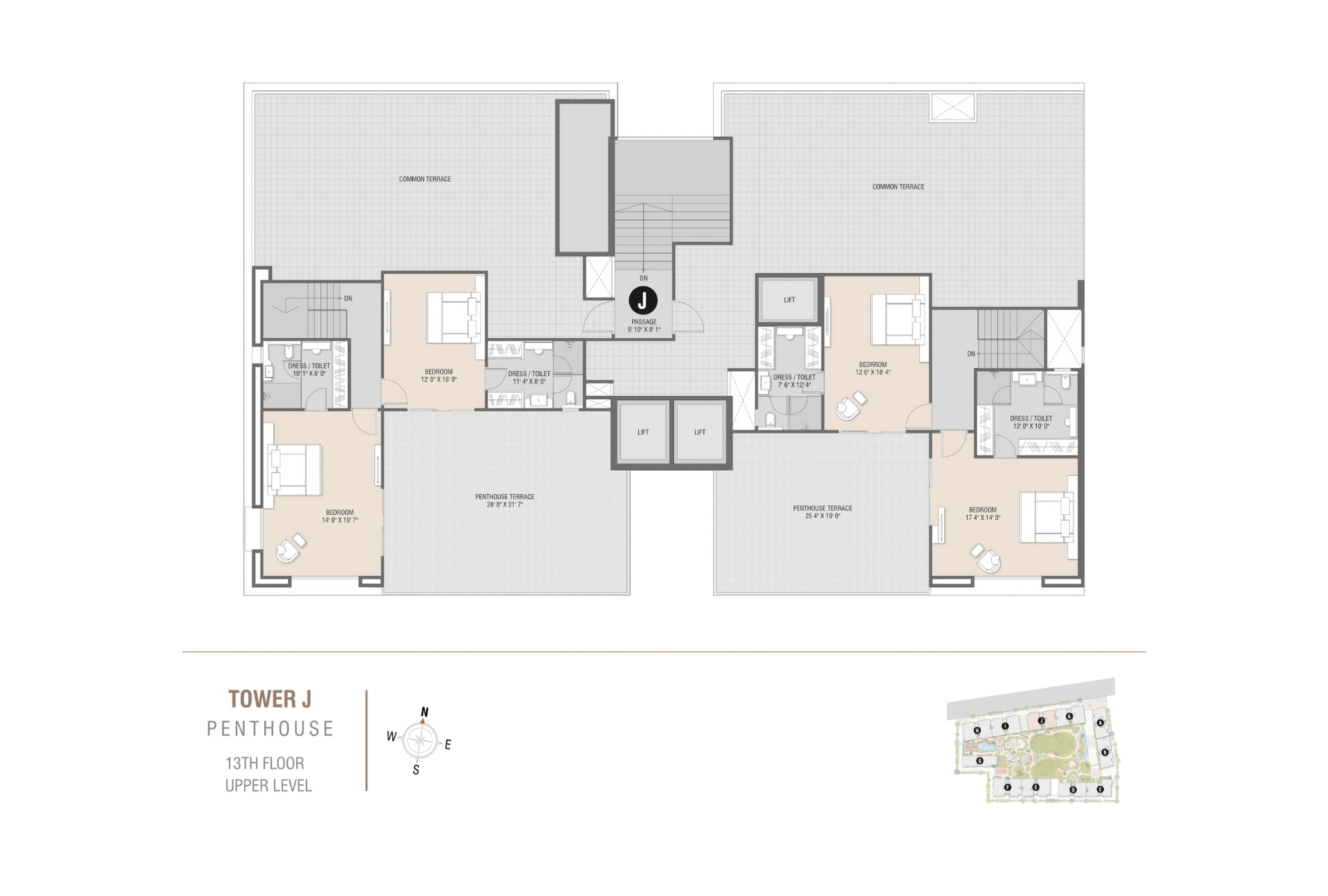 Tower J | Penthouse 13th Floor Upper Level