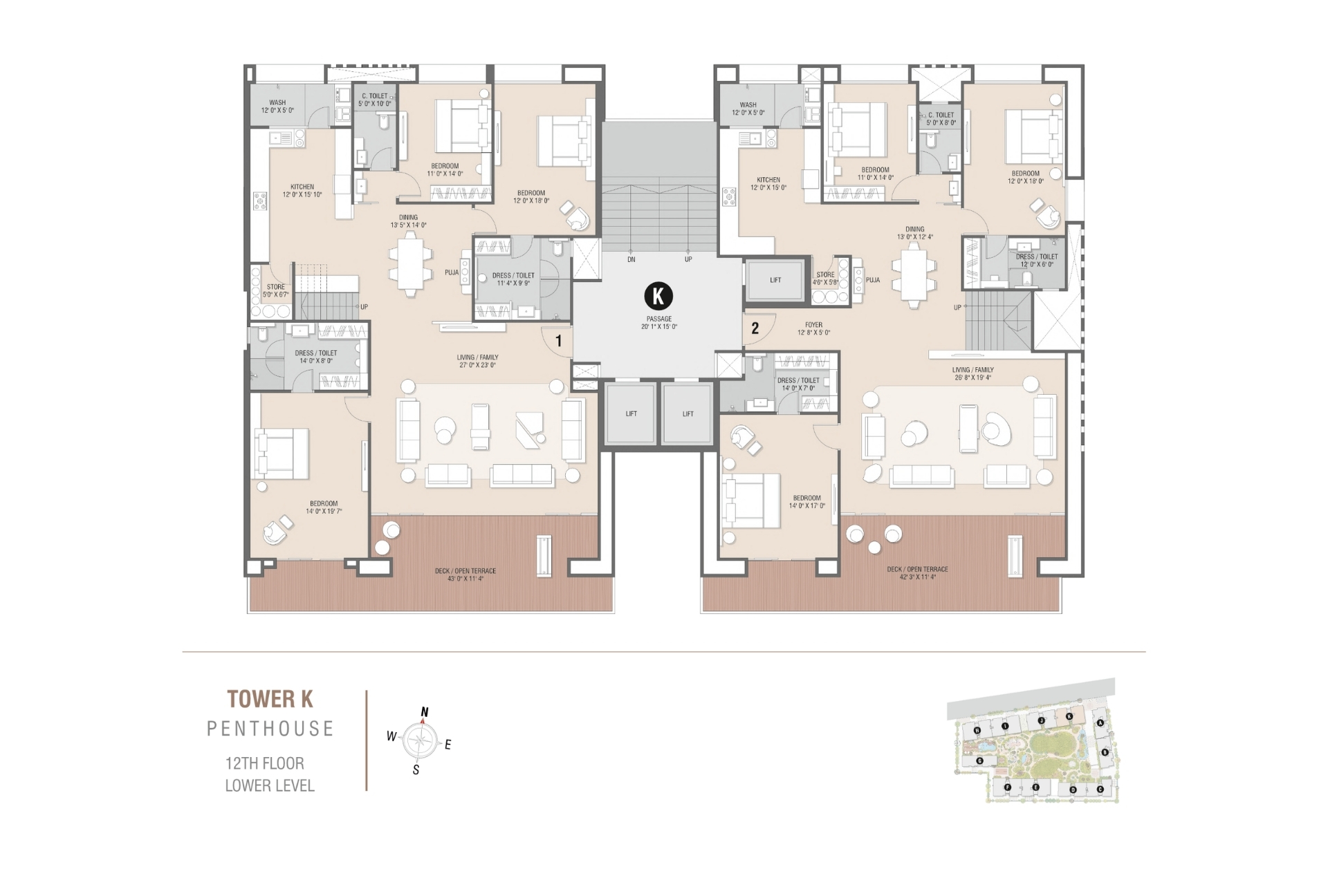 Tower K | Penthouse 12th Floor Lower Level